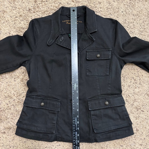 Lauren Jeans Co. Ralph Lauren Women's Black Denim Field Utility Jacket Size M - Picture 9 of 10
